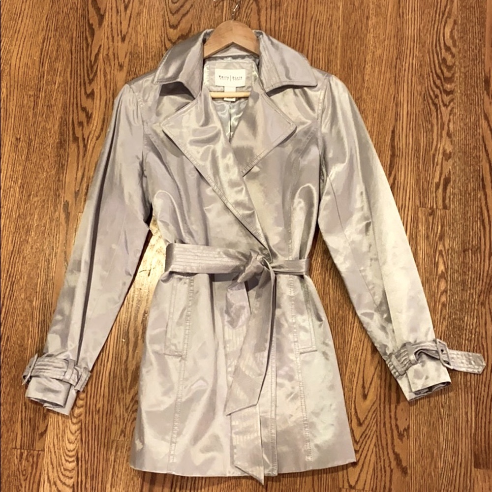 NWT White House Black Market Silver Short Trench